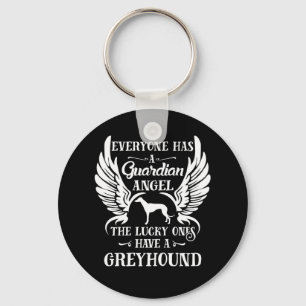 Greyhound guardian angel typography key ring