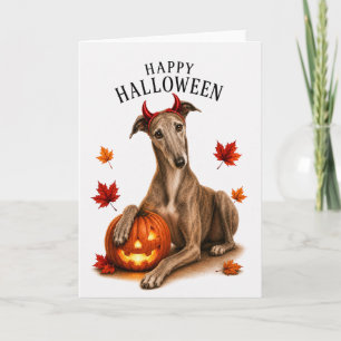 Greyhound Halloween Devil Dog Card