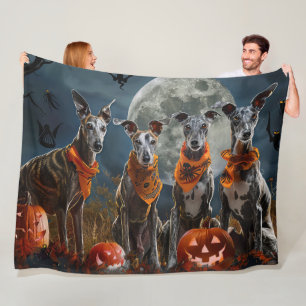Greyhound Halloween Spooky Fleece Blanket
