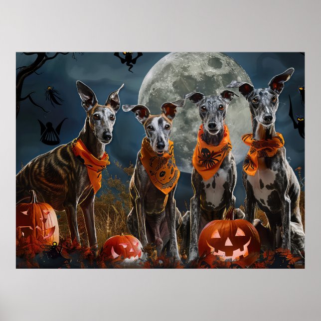 Greyhound Halloween Spooky Poster (Front)