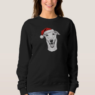 Greyhound Hand-Drawn Portrait Christmas Santa Dog Sweatshirt