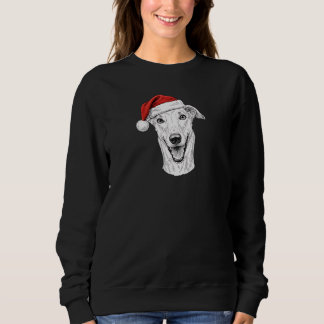 Greyhound Hand-Drawn Portrait Christmas Santa Dog Sweatshirt