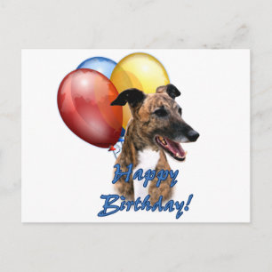 Greyhound Happy Birthday Balloons. Postcard