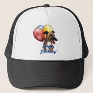 Greyhound Happy Birthday Balloons. Trucker Hat