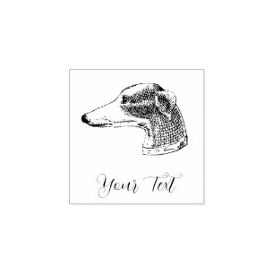 Greyhound Head Etching Personalised Rubber Stamp