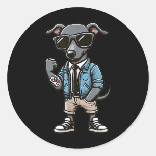 Greyhound I Love Dad Funny Dog Tattoo  Classic Round Sticker