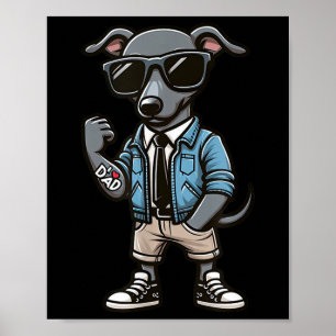 Greyhound I Love Dad Funny Dog Tattoo  Poster