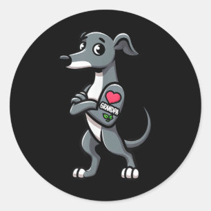 Greyhound I Love Grandpa Funny Dog Tattoo Classic Round Sticker