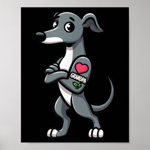 Greyhound I Love Grandpa Funny Dog Tattoo Poster