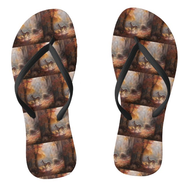Greyhound in Autumn Leaves Fall Inspire Thongs (Footbed)