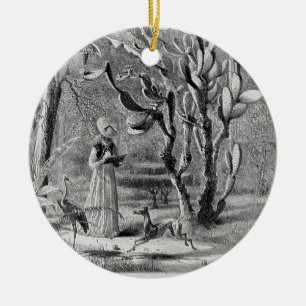 Greyhound in garden 1872- picturesque america ceramic ornament
