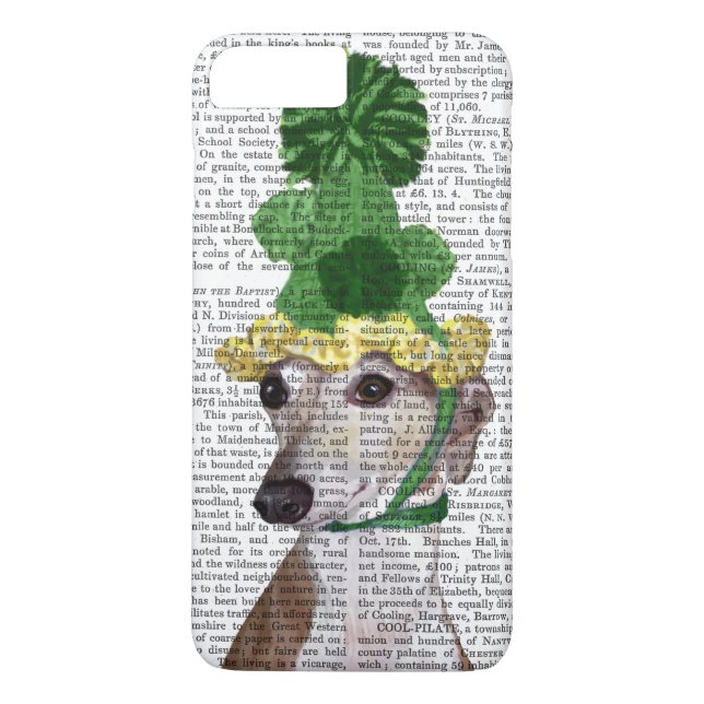 Greyhound in Green Knitted Hat 2 Case-Mate iPhone Case (Back)