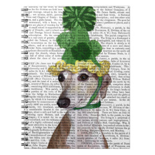 Greyhound in Green Knitted Hat 2 Notebook