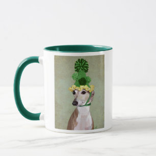 Greyhound in Green Knitted Hat Mug