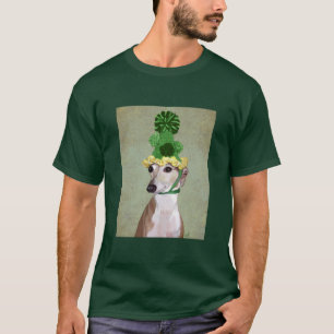 Greyhound in Green Knitted Hat T-Shirt