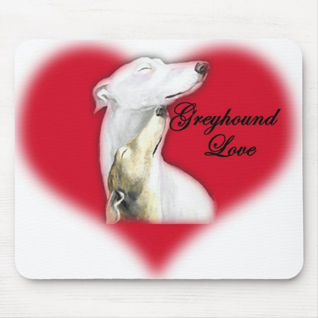 "Greyhound Love" Dog Art Mousepad (Front)