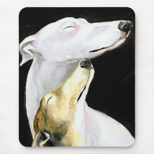 "Greyhound Love" Dog Art Mousepad (Front)