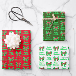 Greyhound Lurcher Christmas Dog & Bow Wrapping Paper Sheet