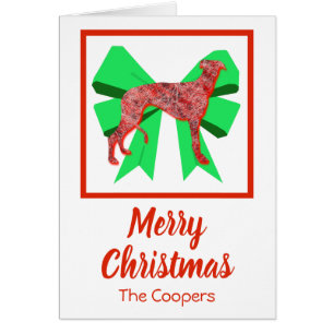 Greyhound / Lurcher Cute Christmas Dog Bow Card