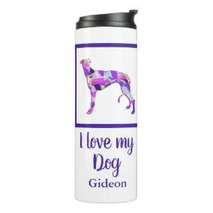 Greyhound Lurcher Cute Dog Silhouette Purple PY&B Thermal Tumbler