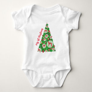 Greyhound / Lurcher Dog Bauble Christmas Tree Red Baby Bodysuit