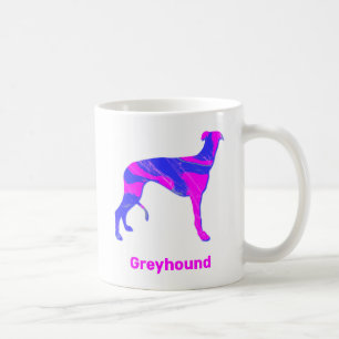 Greyhound Lurcher Dog Cute Pink Silhouette White Coffee Mug
