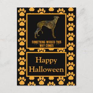 Greyhound / Lurcher Dog Silhouette Halloween Postcard