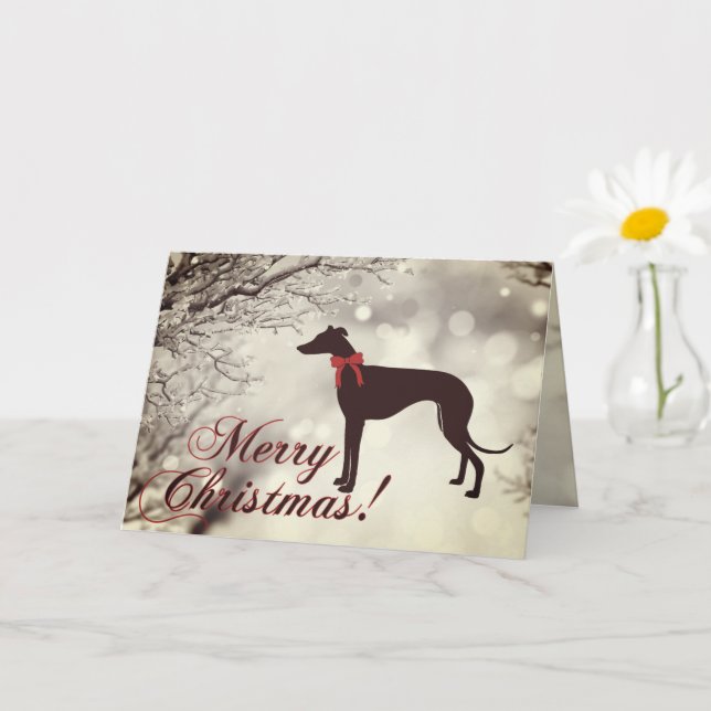 Greyhound Merry Christmas Greeting Card (Small Plant)