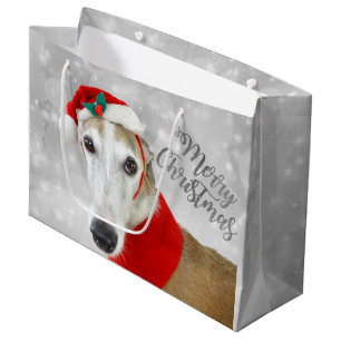 Greyhound Merry Christmas Large Gift Bag