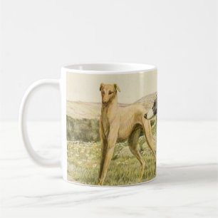 Greyhound mug with antique print
