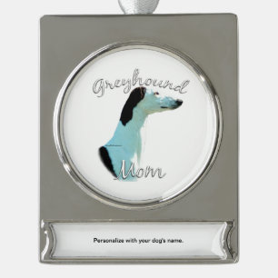 Greyhound Mum 2 Silver Plated Banner Ornament