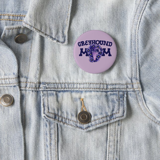 Greyhound Mum Cute Purple Greyhounds adoption 6 Cm Round Badge (In Situ)