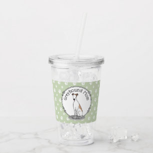 Greyhound Mum (fawn white) Cute Dog Mum Funny Acrylic Tumbler