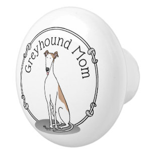 Greyhound Mum (fawn white) Cute Dog Mum Funny Ceramic Knob