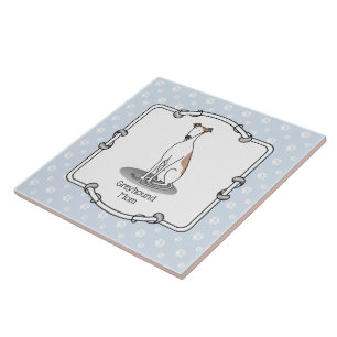 Greyhound Mum (fawn white) Cute Dog Mum Funny Ceramic Tile