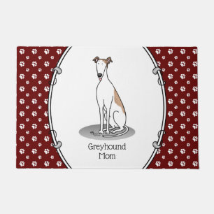 Greyhound Mum (fawn white) Cute Dog Mum Funny Doormat