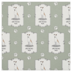 Greyhound Mum (fawn white) Cute Dog Mum Funny Fabric