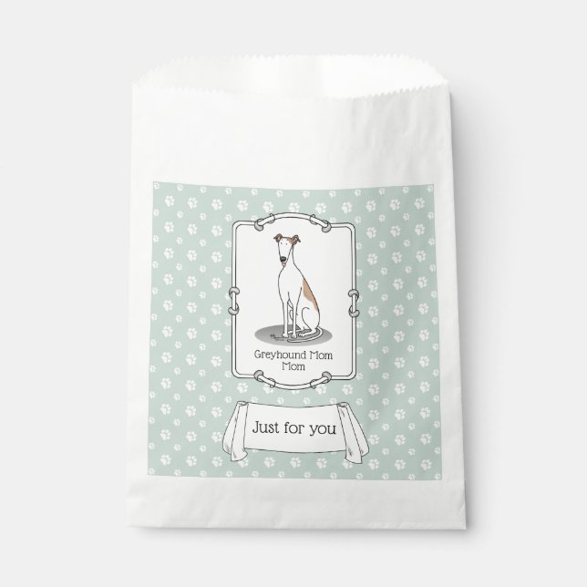 Greyhound Mum (fawn white) Cute Dog Mum Funny Favour Bag (Front)