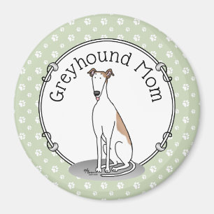 Greyhound Mum (fawn white) Cute Dog Mum Funny Magnet