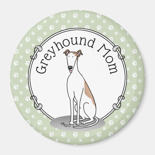Greyhound Mum (fawn white) Cute Dog Mum Funny Magnet (Front)