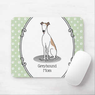 Greyhound Mum (fawn white) Cute Dog Mum Funny Mouse Pad