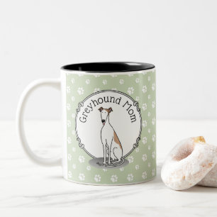 Greyhound Mum (fawn white) Cute Dog Mum Funny Two-Tone Coffee Mug