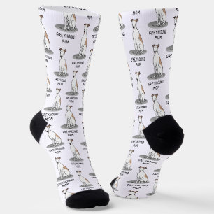 Greyhound Mum (fawn white) Cute Dog Mum Socks