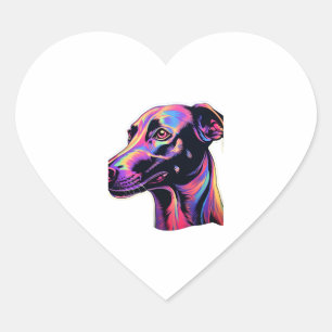 Greyhound Neon Design Heart Sticker