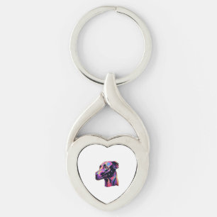 Greyhound Neon Design   Key Ring