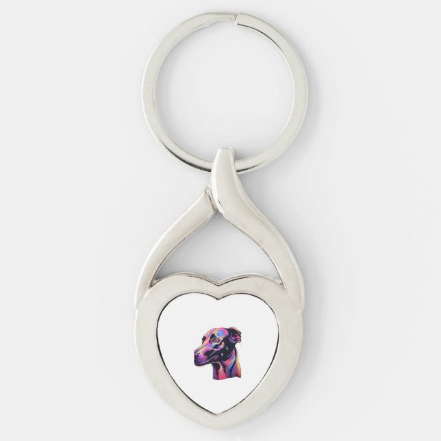 Greyhound Neon Design   Key Ring (Front)