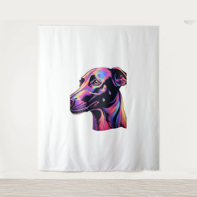 Greyhound Neon Design   Tapestry (Front)