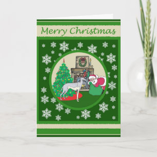 Greyhound Old Fashioned Christmas Holiday Card