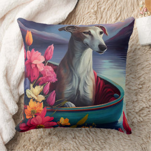 Greyhound on a Paddle: A Scenic Adventure Cushion