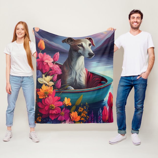 Greyhound on a Paddle: A Scenic Adventure Fleece Blanket (In Situ)
